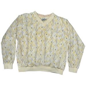 Vintage Golf Yellow Argyle Print Lightweight Pullover Jacket Top Size Large Mens